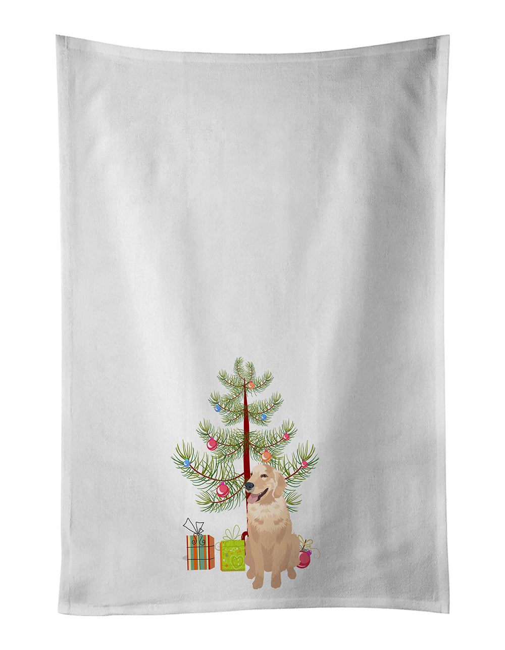 Buy this Golden Retriever Fawn #1 Christmas White Kitchen Towel Set of 2