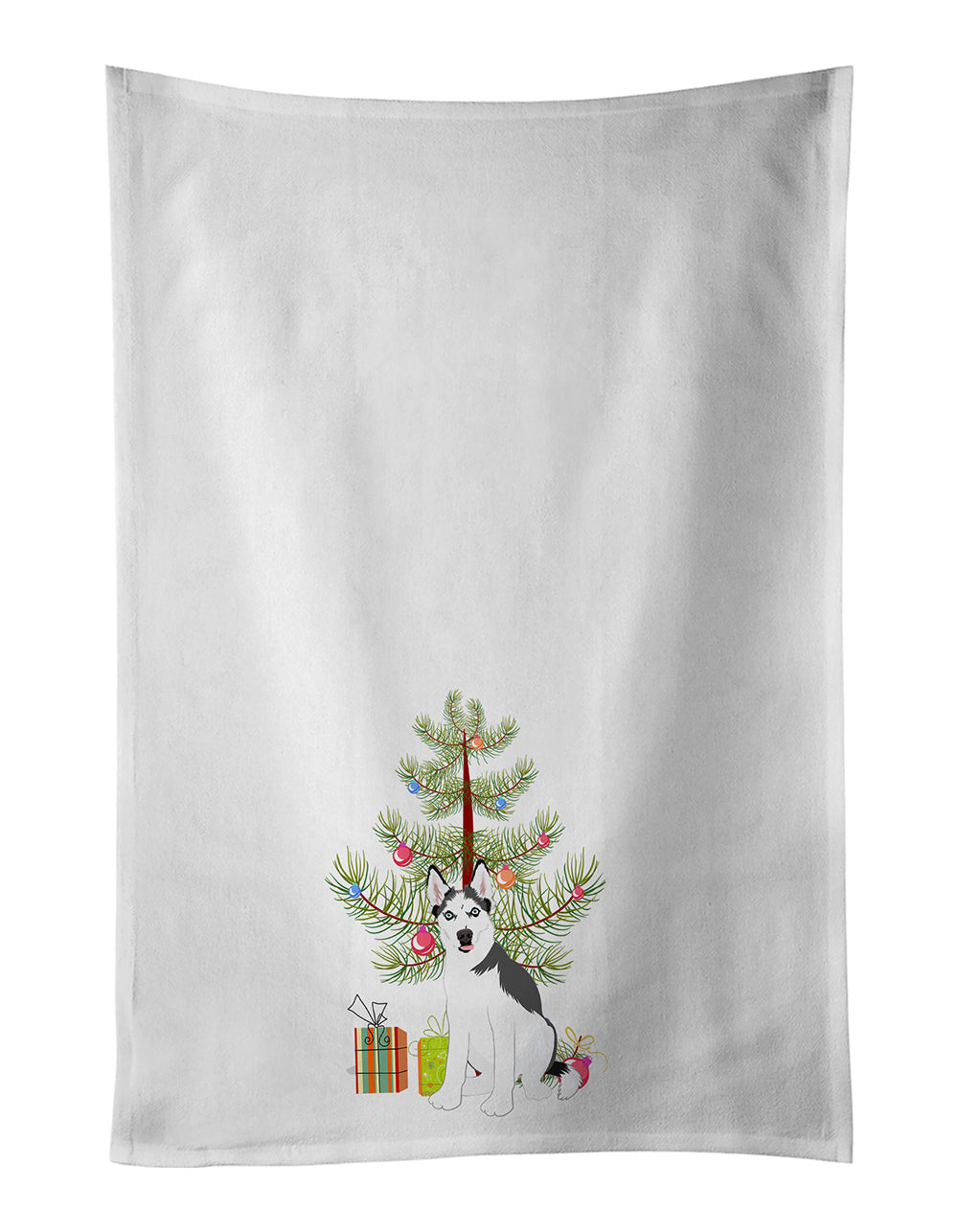 Buy this Siberian Husky Puppy Christmas White Kitchen Towel Set of 2