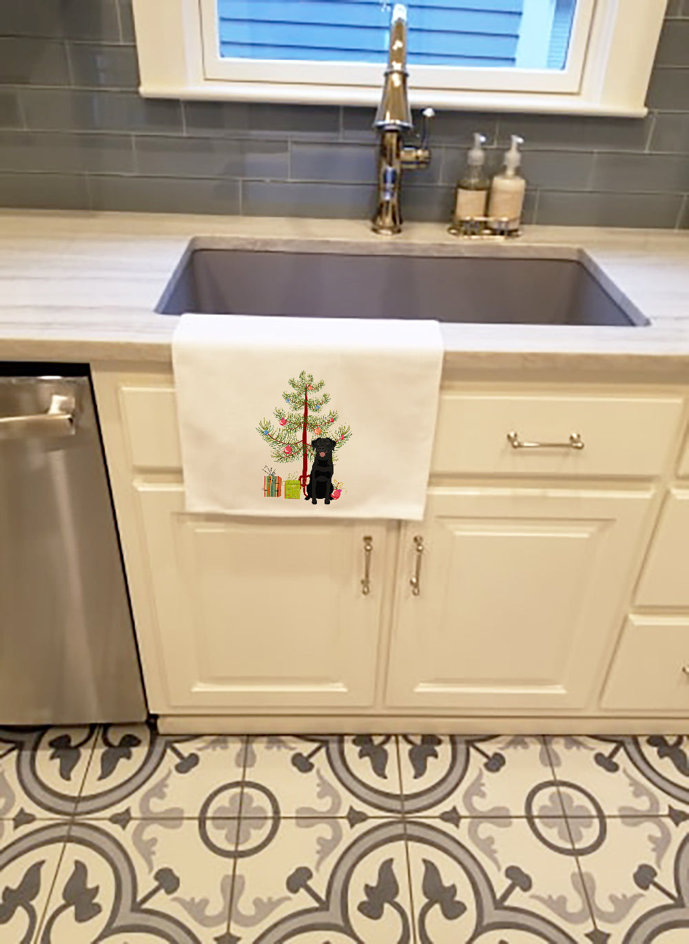 Buy this Labrador Retriever Black #1 Christmas White Kitchen Towel Set of 2