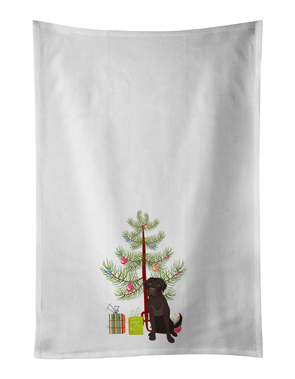 Buy this Labrador Retriever Chocolate #1 Christmas White Kitchen Towel Set of 2
