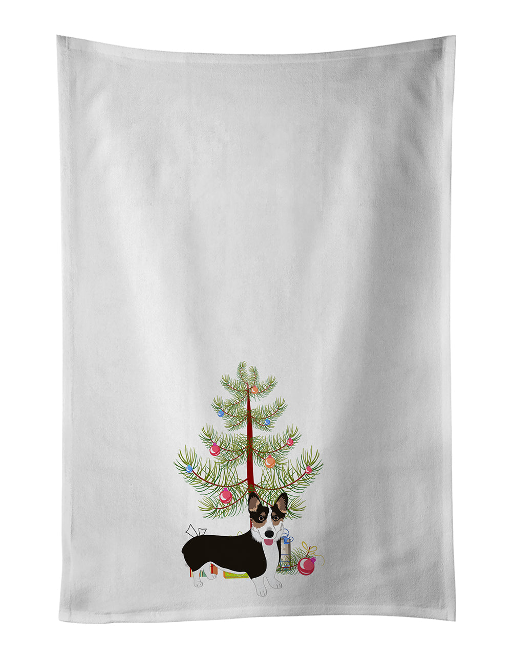 Buy this Pembroke Welsh Corgi Tricolor Black-Headed #2 Christmas White Kitchen Towel Set of 2