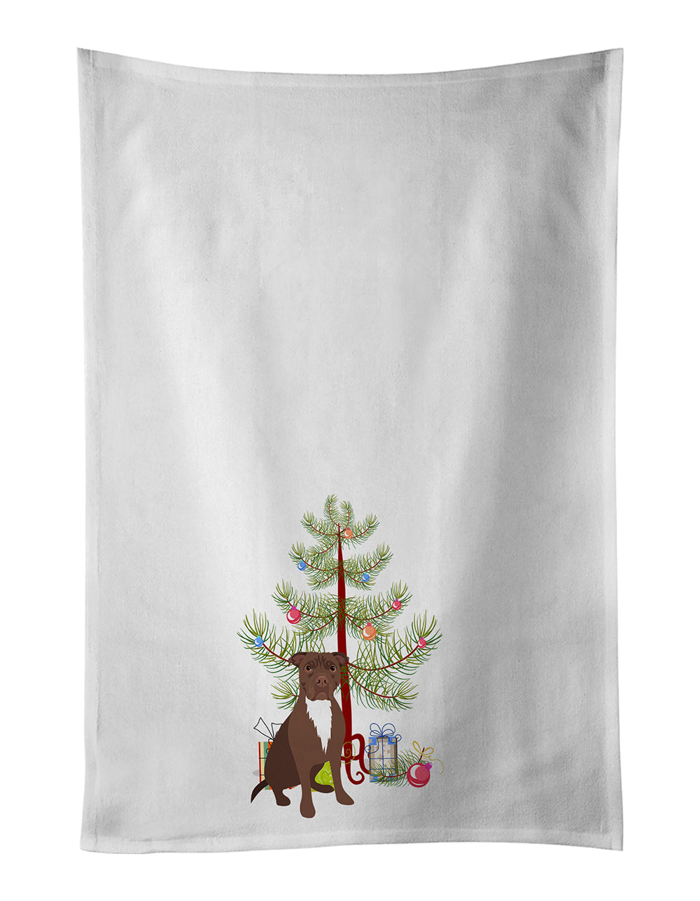 Buy this Pit Bull Chocolate Christmas White Kitchen Towel Set of 2