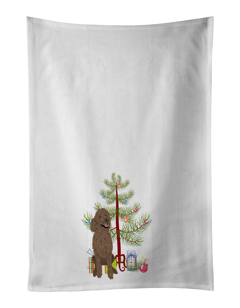 Buy this Poodle Standard Brown Christmas White Kitchen Towel Set of 2