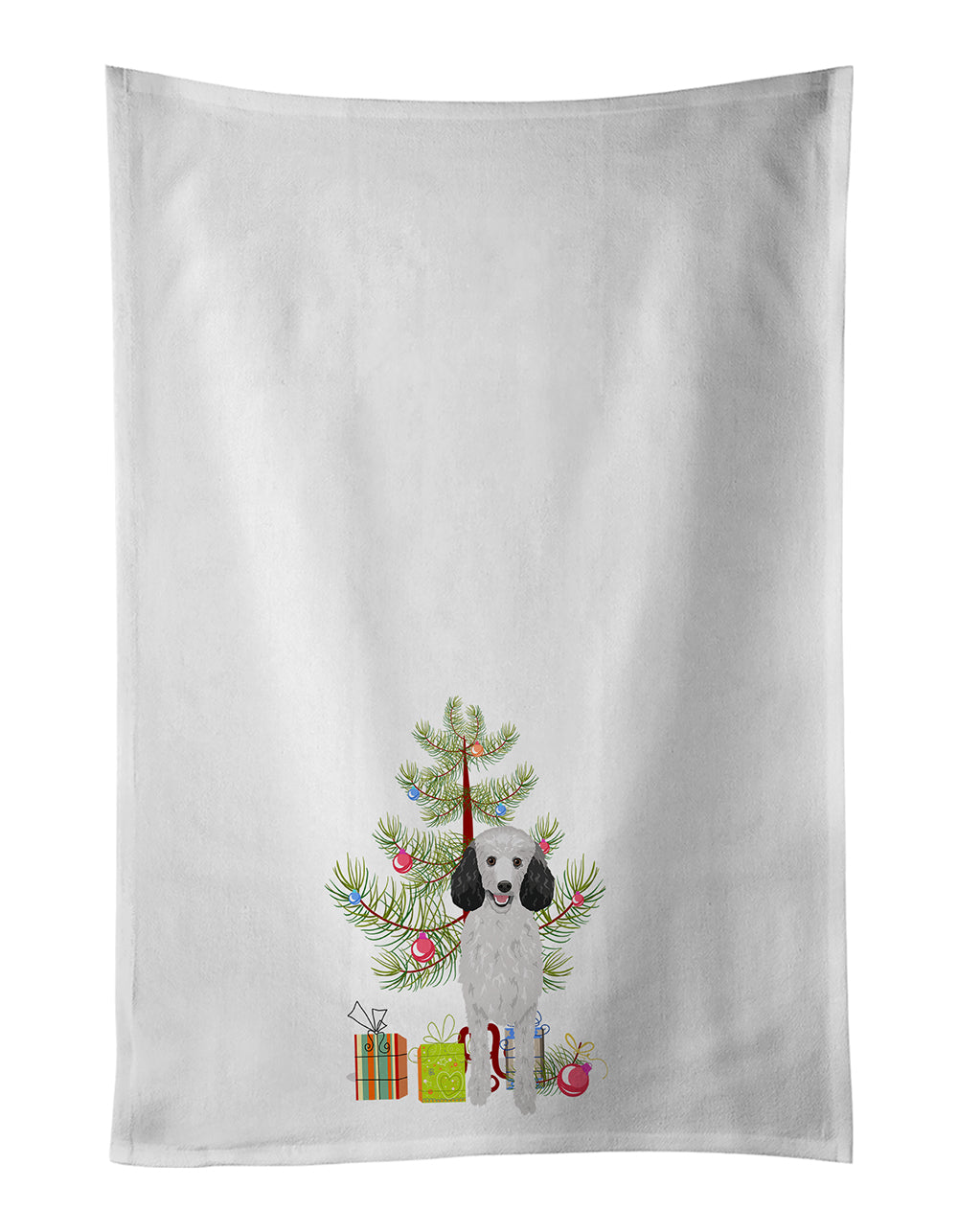 Buy this Poodle Standard Silver Christmas White Kitchen Towel Set of 2