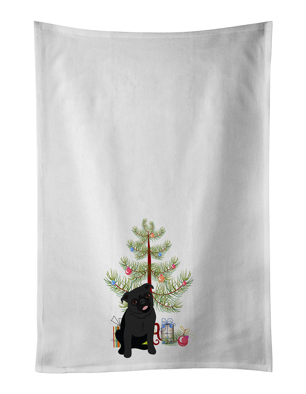 Buy this Pug Black #1 Christmas White Kitchen Towel Set of 2