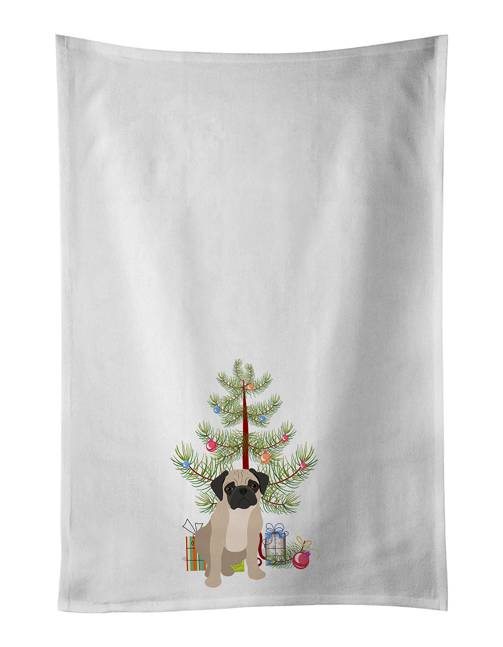 Buy this Pug Fawn #3 Christmas White Kitchen Towel Set of 2