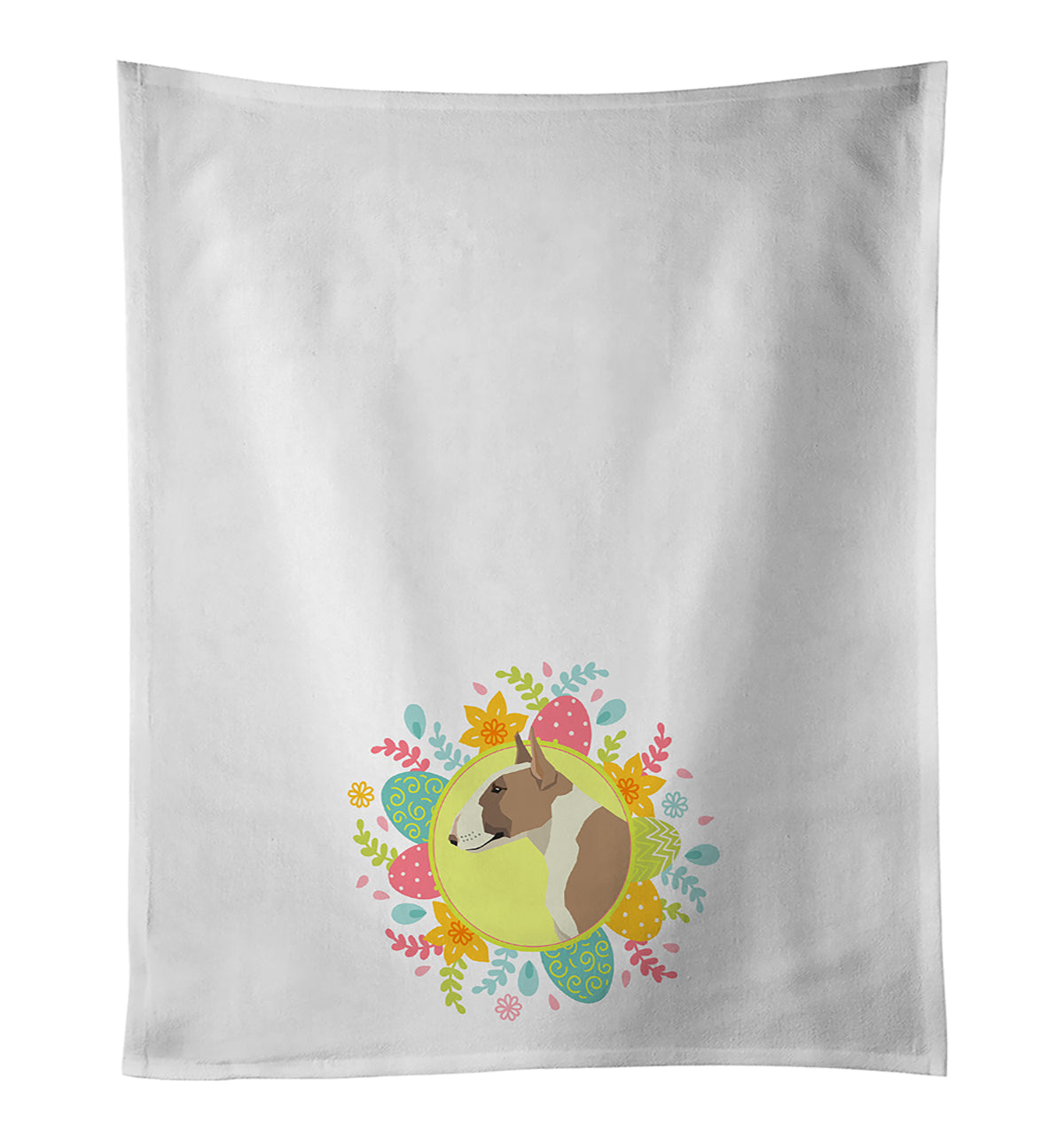 Buy this Fawn and White Bull Terrier Easter White Kitchen Towel Set of 2