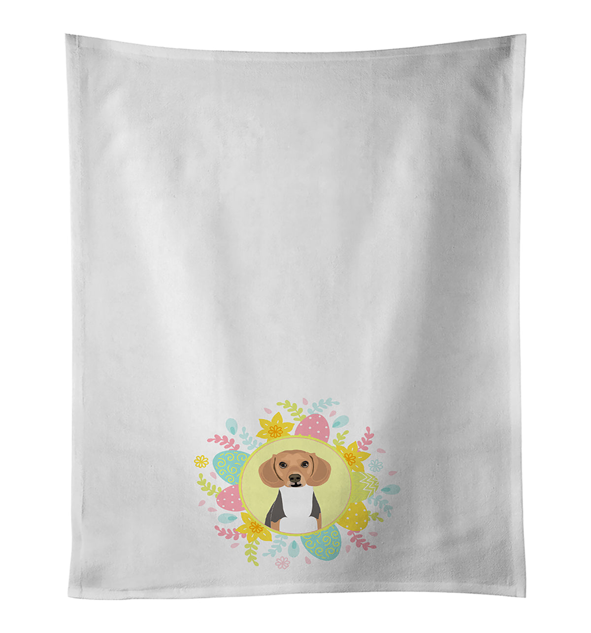 Buy this Beagle Tricolor #1 Easter White Kitchen Towel Set of 2