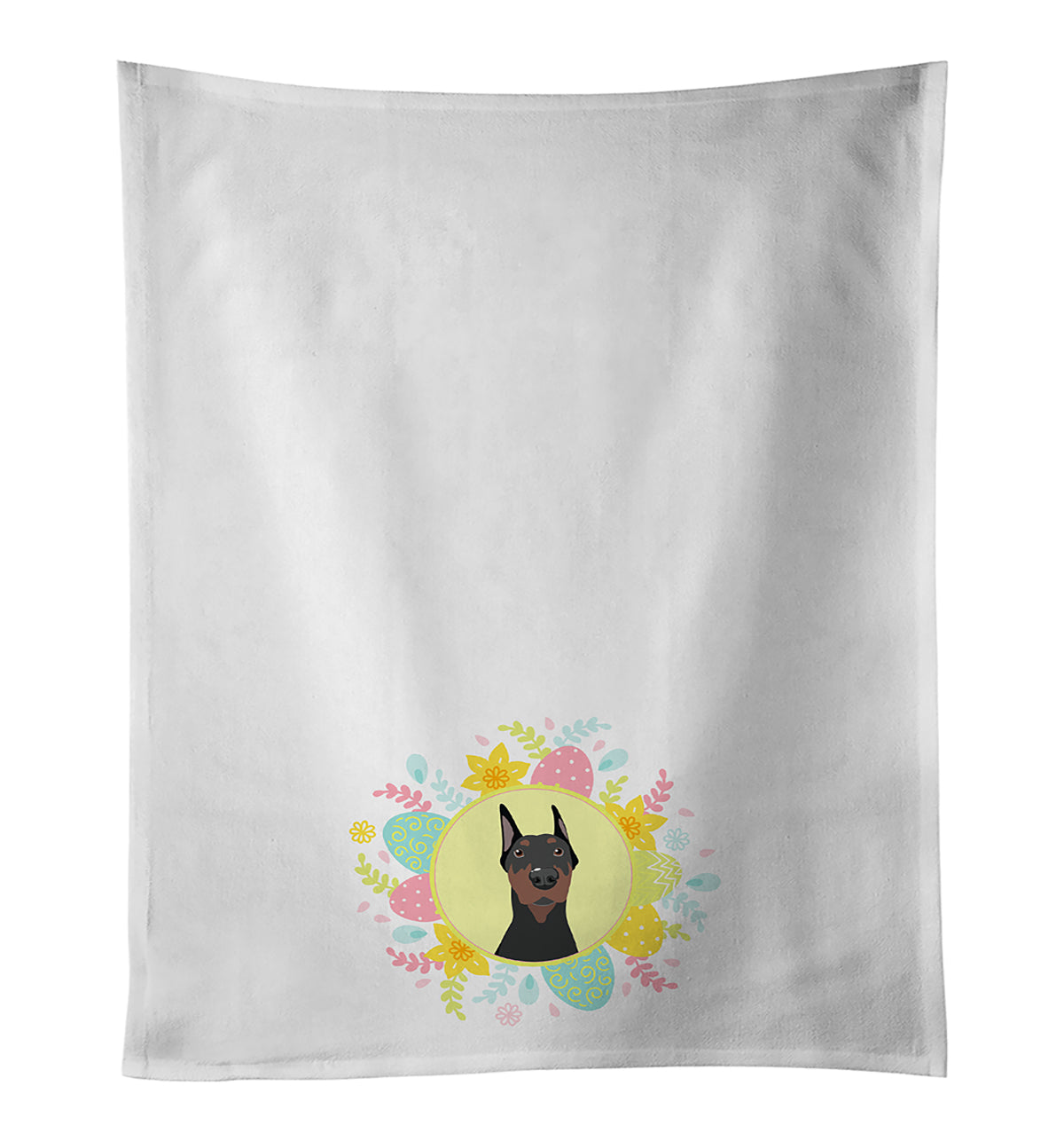 Buy this Doberman Pinscher Black Cropped Ears Easter White Kitchen Towel Set of 2