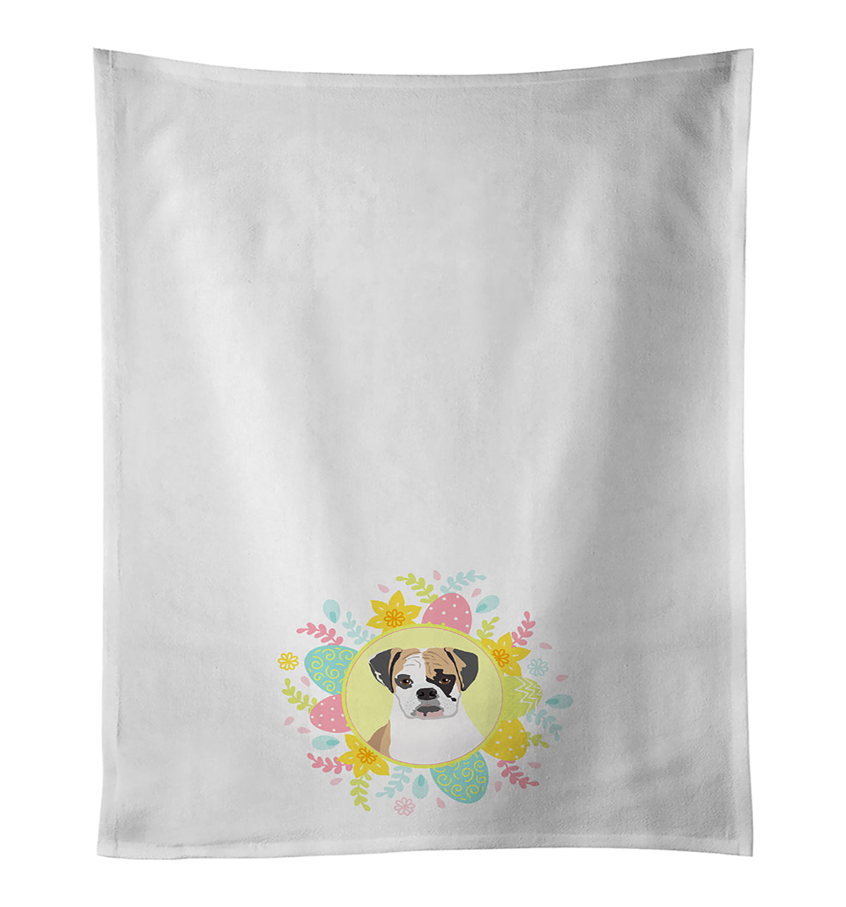 Buy this English Bulldog Tricolor #2 Easter White Kitchen Towel Set of 2