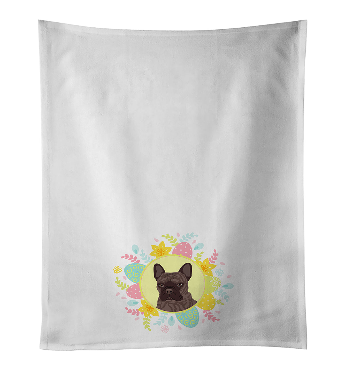 Buy this French Bulldog Brindle #1 Easter White Kitchen Towel Set of 2