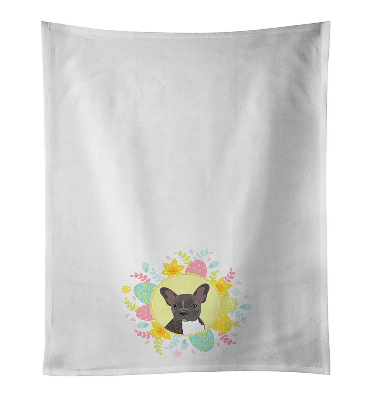Buy this French Bulldog Brindle #2 Easter White Kitchen Towel Set of 2