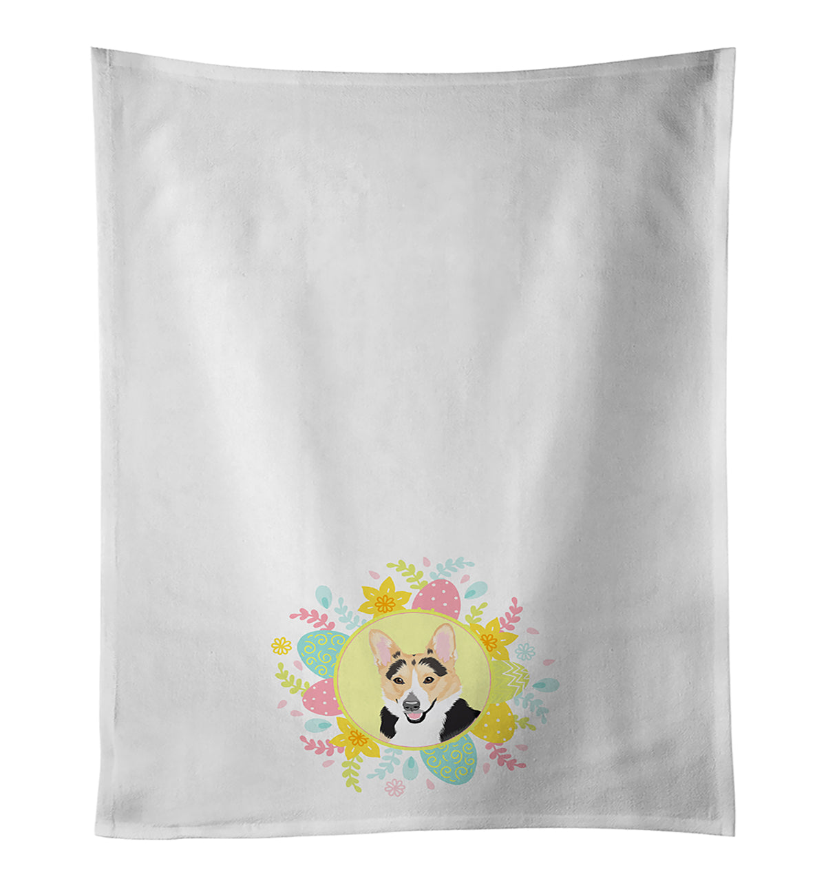 Buy this Pembroke Welsh Corgi Tricolor Red-Headed Easter White Kitchen Towel Set of 2