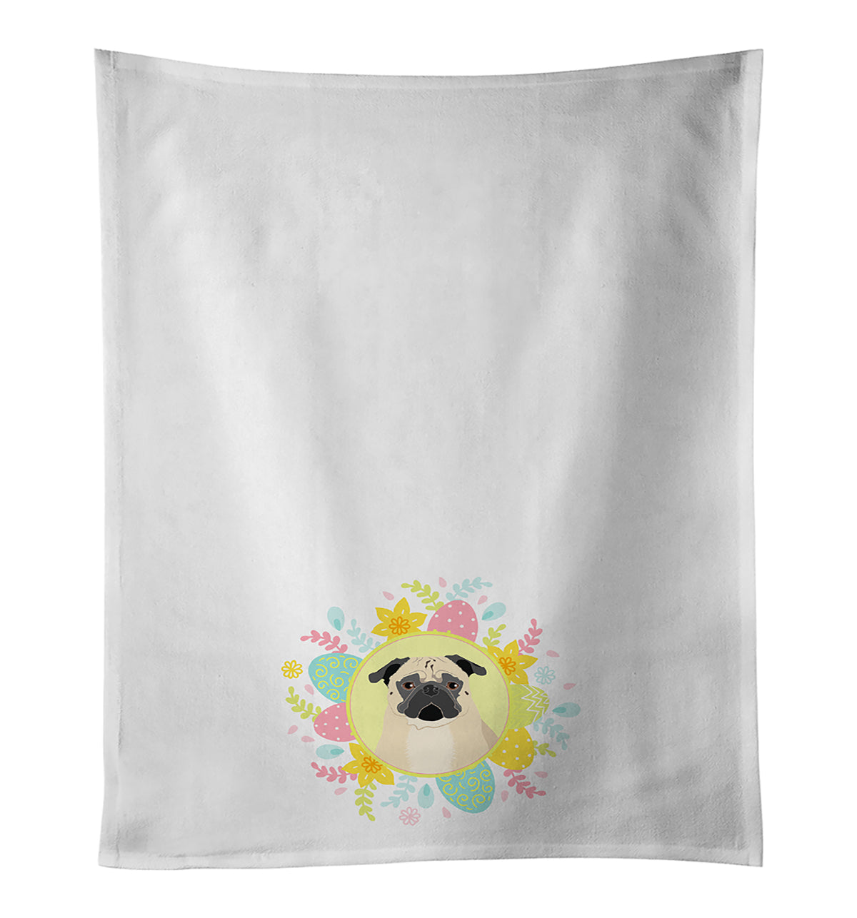 Buy this Pug Fawn #1 Easter White Kitchen Towel Set of 2