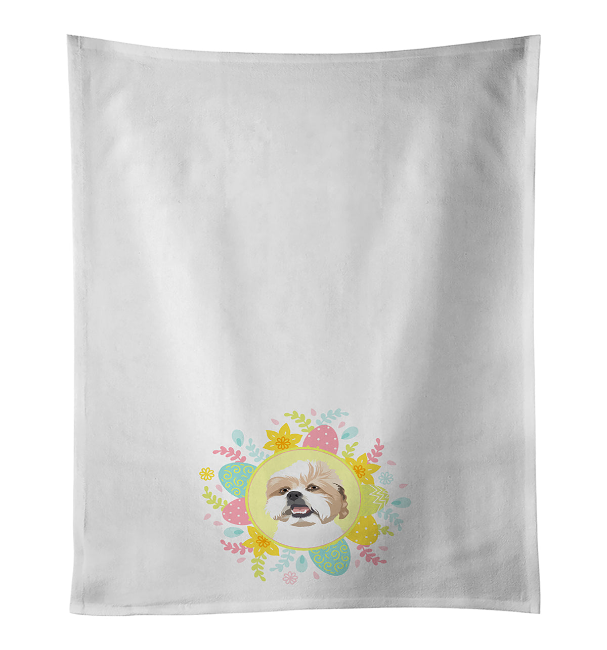 Buy this Shih-Tzu Silver Gold and White Easter White Kitchen Towel Set of 2