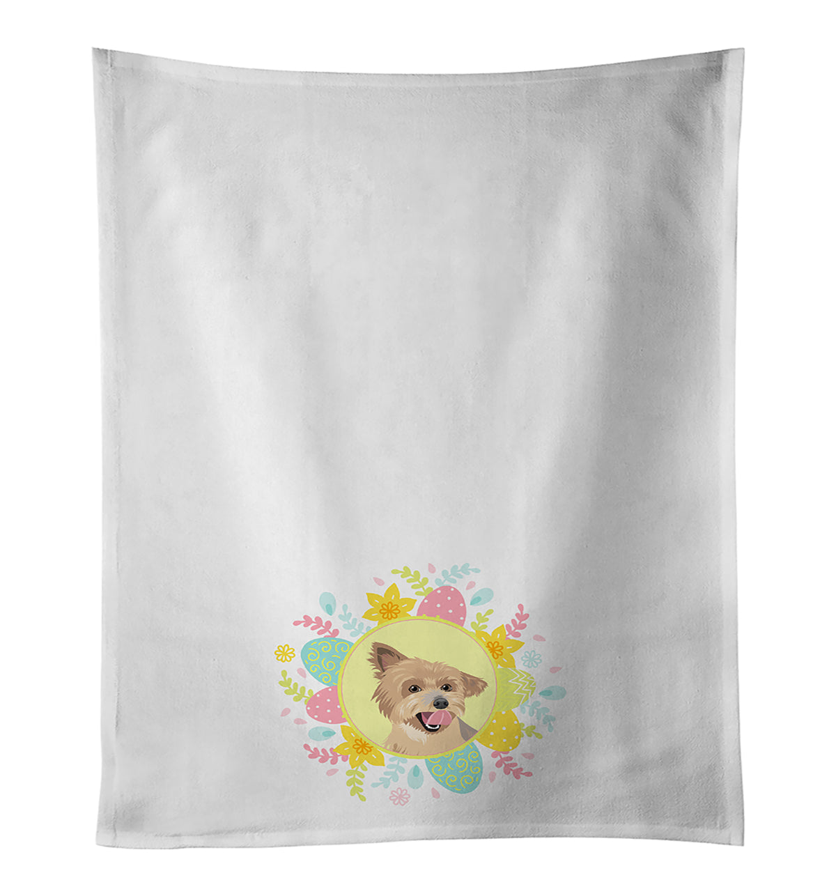 Buy this Yorkie Blue and Gold Easter White Kitchen Towel Set of 2