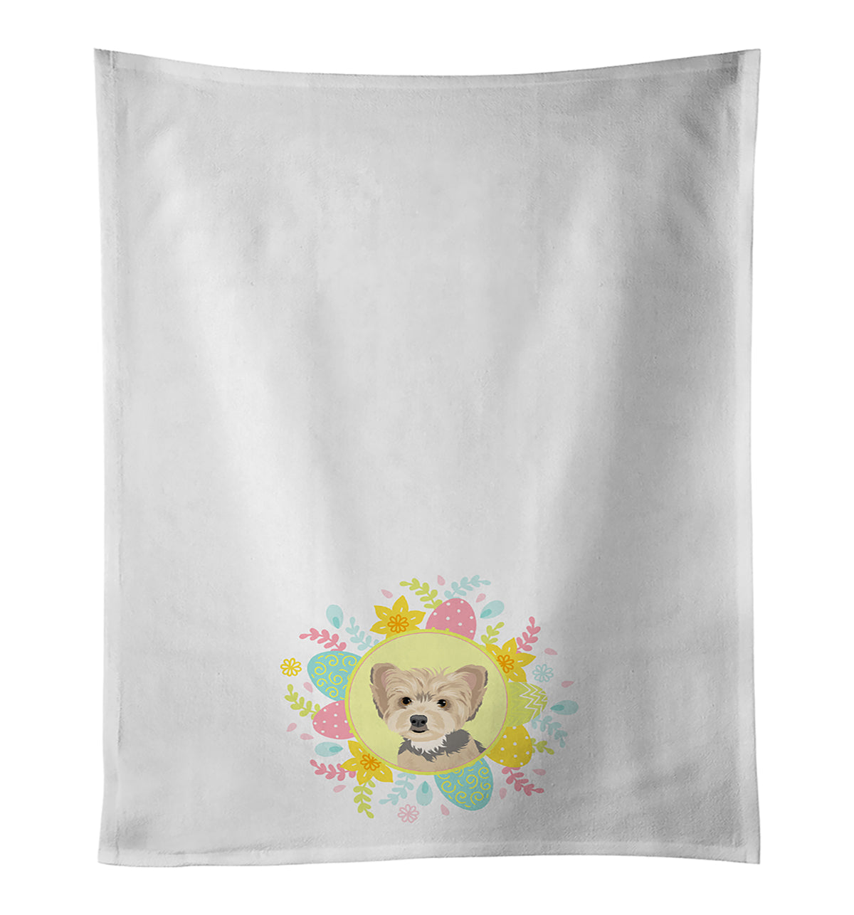 Buy this Yorkie Blue and Tan Puppy Easter White Kitchen Towel Set of 2