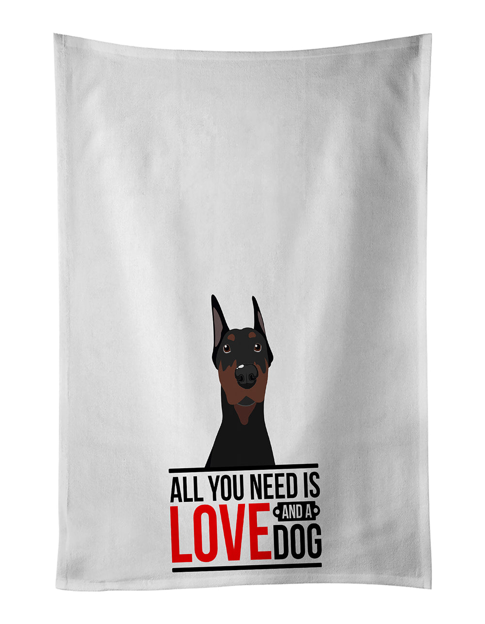 Buy this Doberman Pinscher Black Cropped Ears  White Kitchen Towel Set of 2