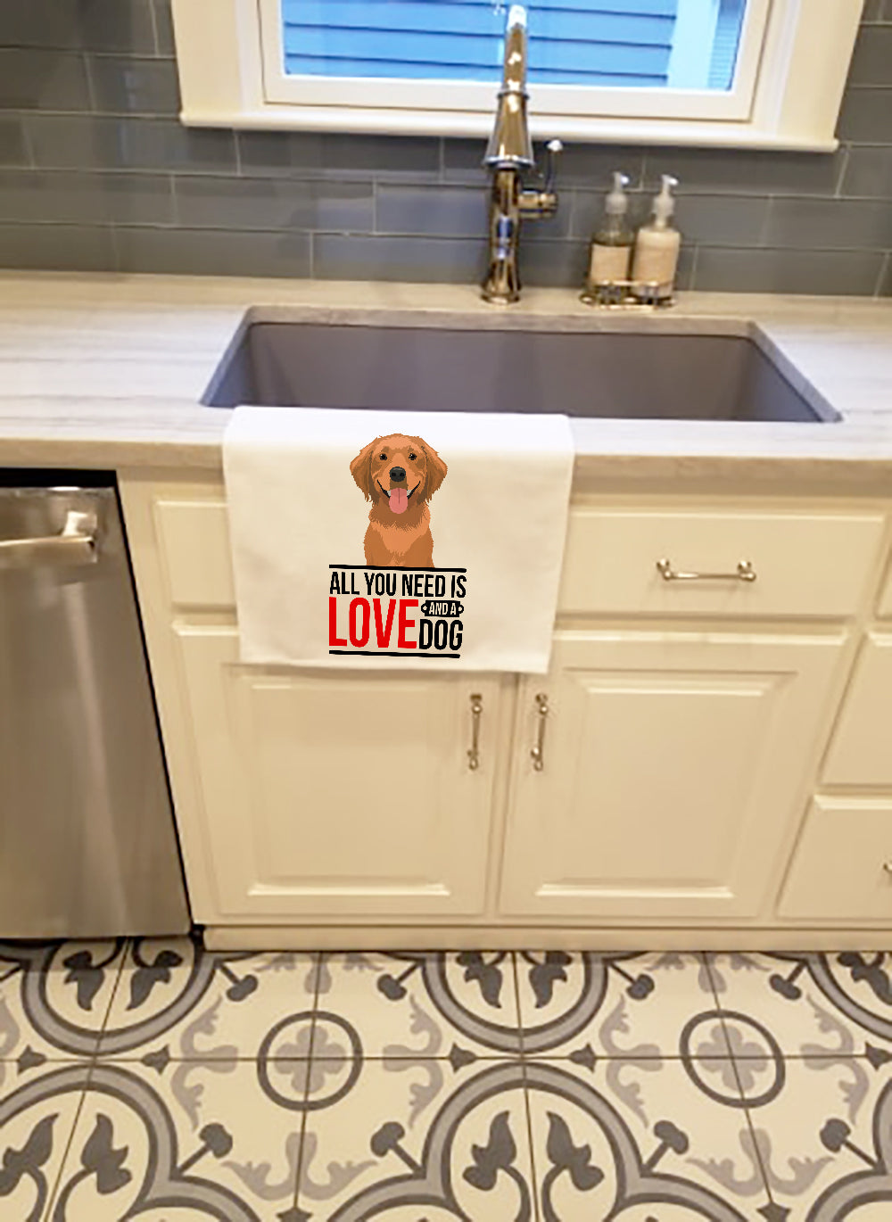 Golden Retriever Red #2  White Kitchen Towel Set of 2 - the-store.com