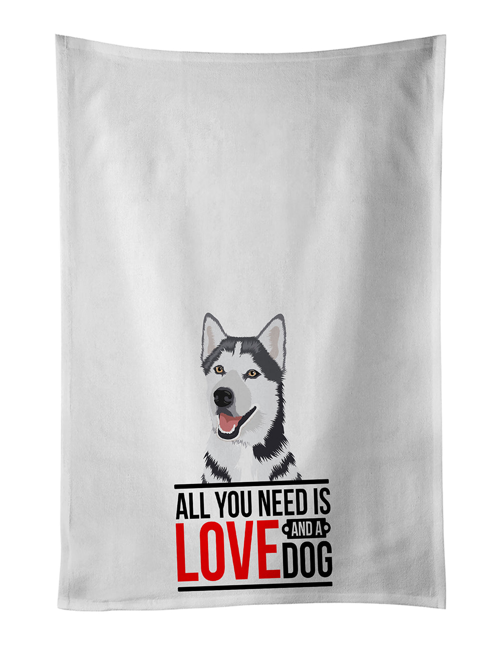 Buy this Siberian Husky Silver and White #1  White Kitchen Towel Set of 2