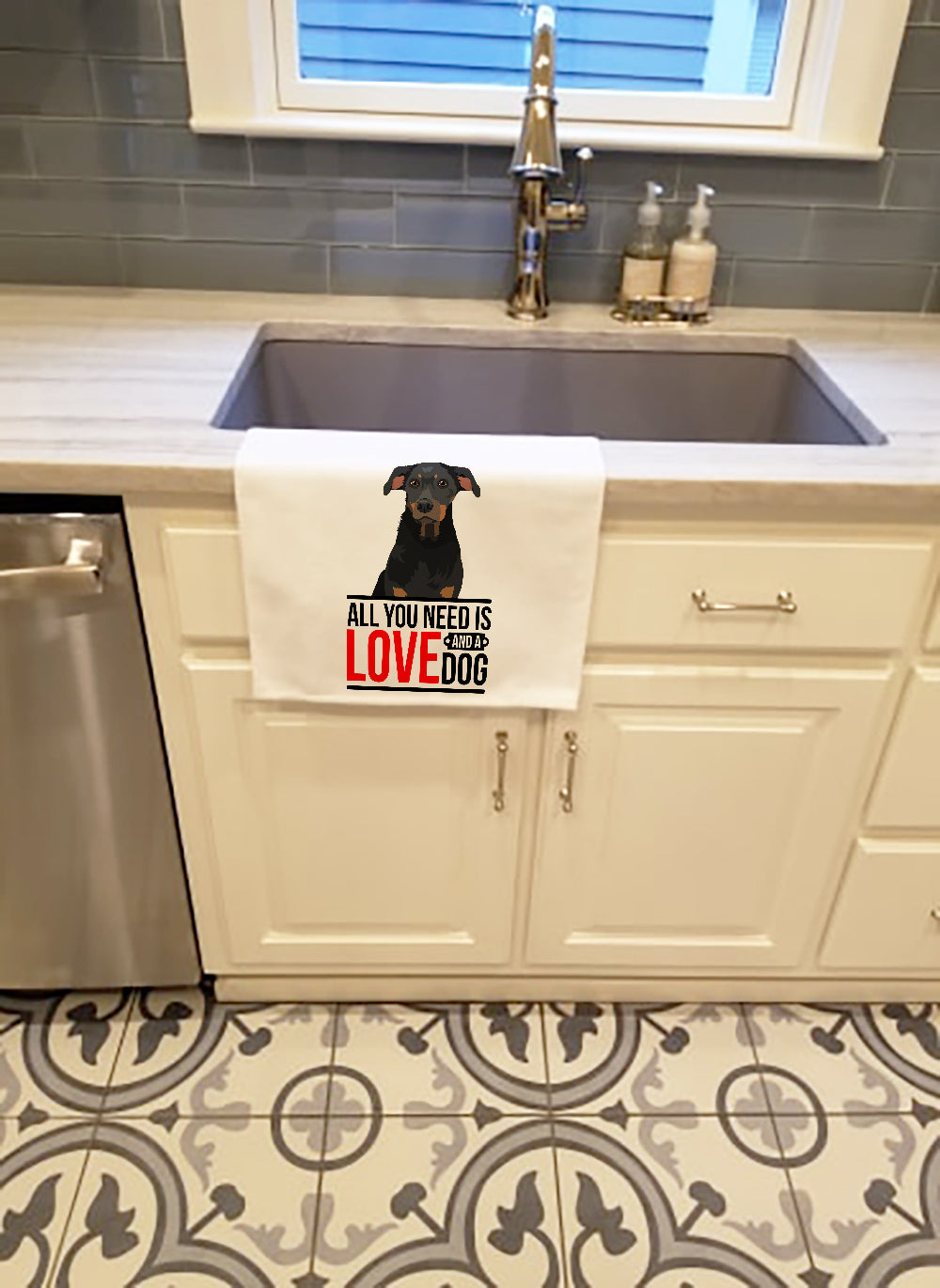 Rottweiler Black and Tan #5  White Kitchen Towel Set of 2 - the-store.com