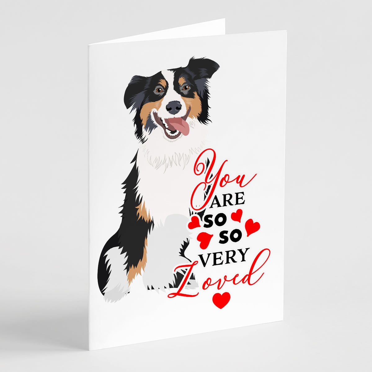 Buy this Australian Shepherd Black Tricolor #2 so Loved Greeting Cards and Envelopes Pack of 8
