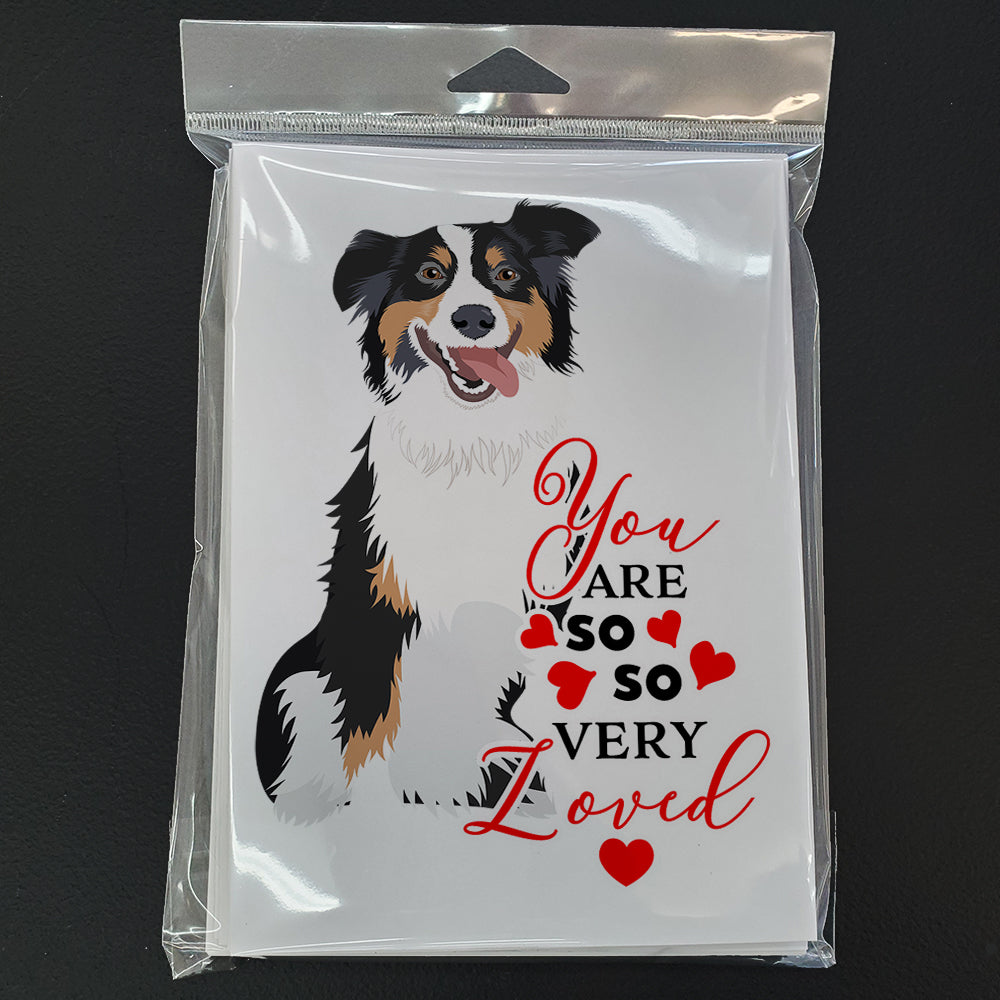 Australian Shepherd Black Tricolor #2 so Loved Greeting Cards and Envelopes Pack of 8 - the-store.com