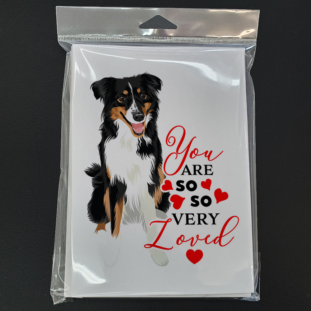 Australian Shepherd Black Tricolor #3 so Loved Greeting Cards and Envelopes Pack of 8 - the-store.com