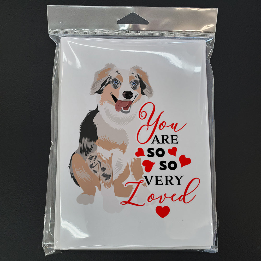 Australian Shepherd Blue Merle Puppy #1 so Loved Greeting Cards and Envelopes Pack of 8 - the-store.com