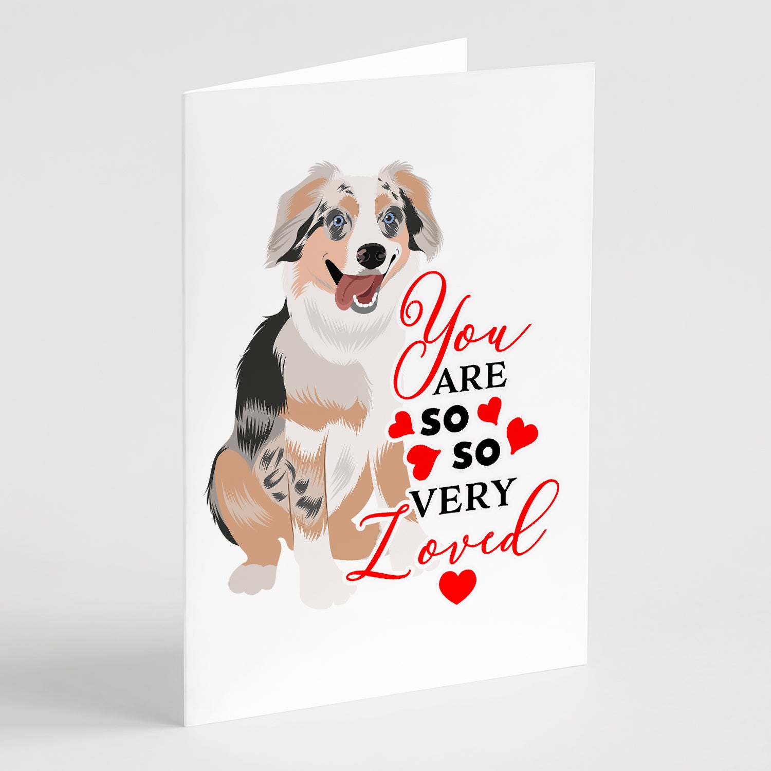 Buy this Australian Shepherd Blue Merle Puppy #1 so Loved Greeting Cards and Envelopes Pack of 8