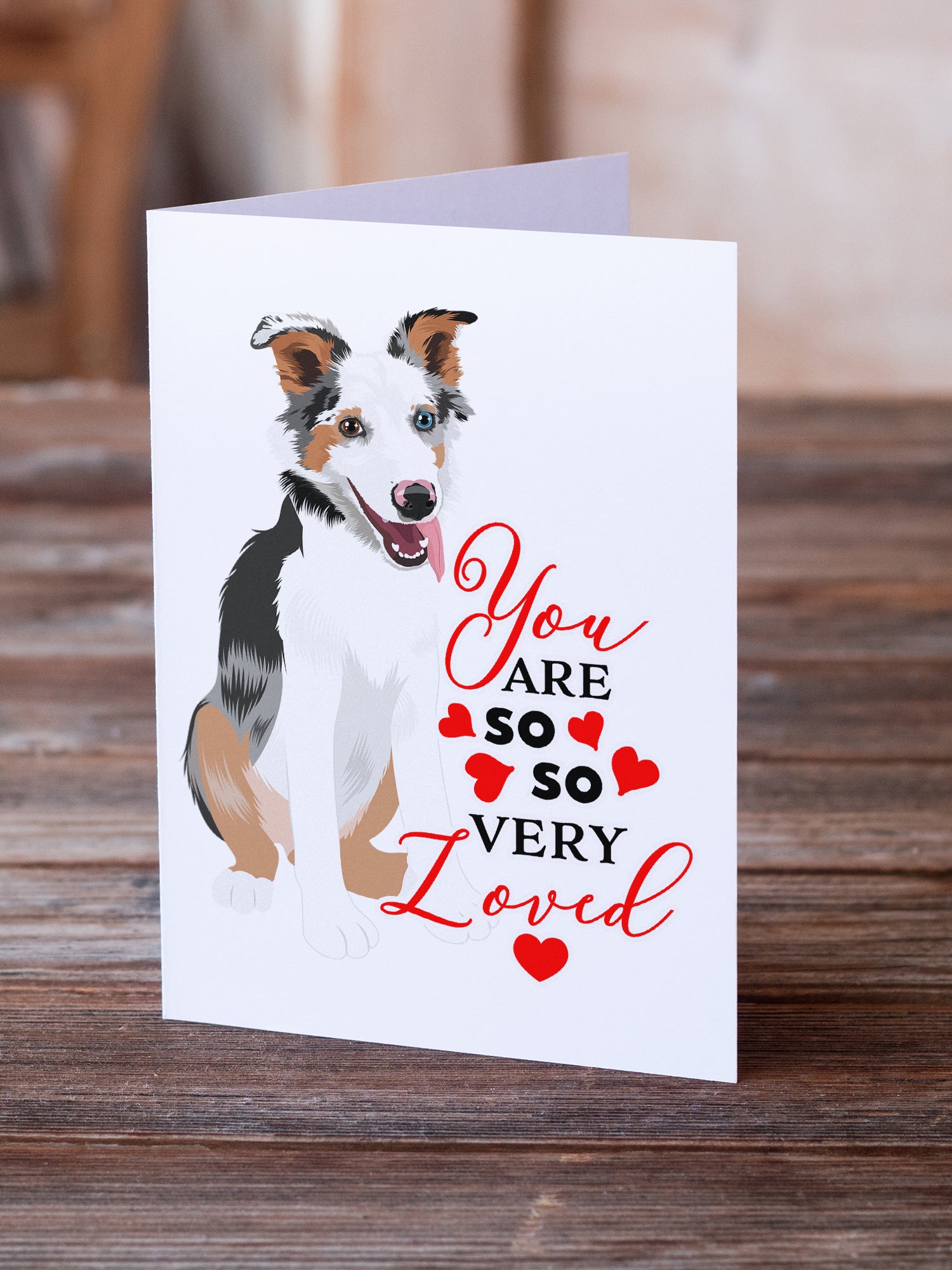 Australian Shepherd Blue Merle Puppy #2 so Loved Greeting Cards and Envelopes Pack of 8 - the-store.com
