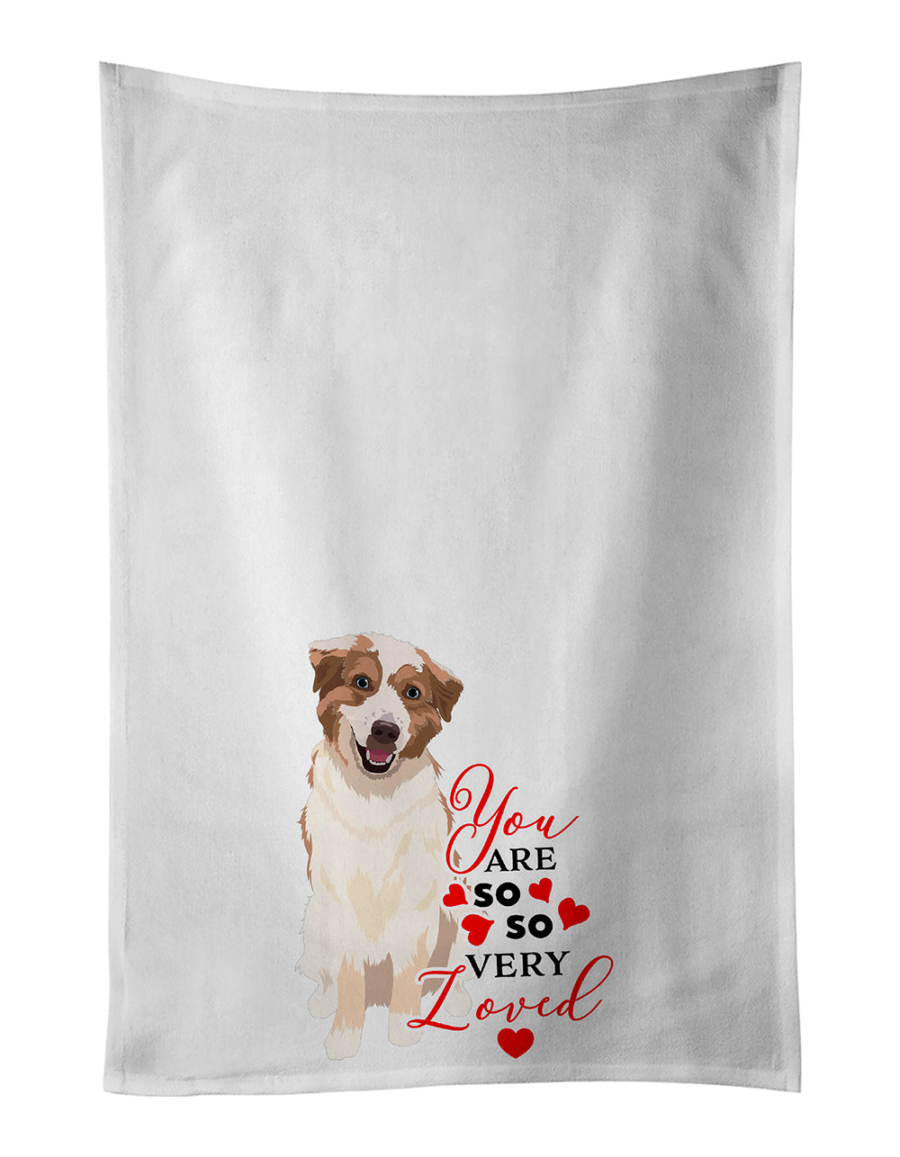 Buy this Australian Shepherd Red and White #1 so Loved White Kitchen Towel Set of 2