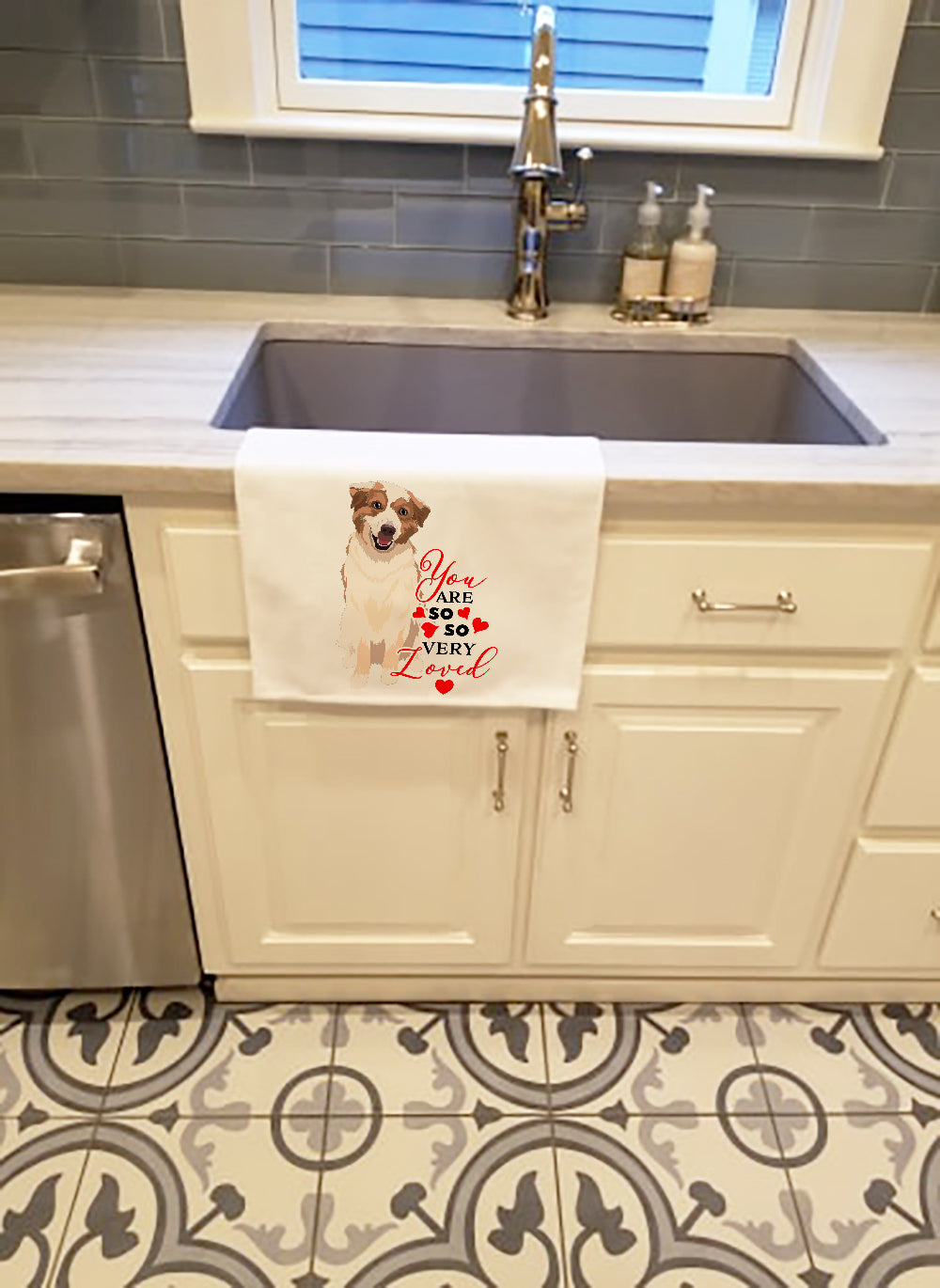 Australian Shepherd Red and White #1 so Loved White Kitchen Towel Set of 2 - the-store.com