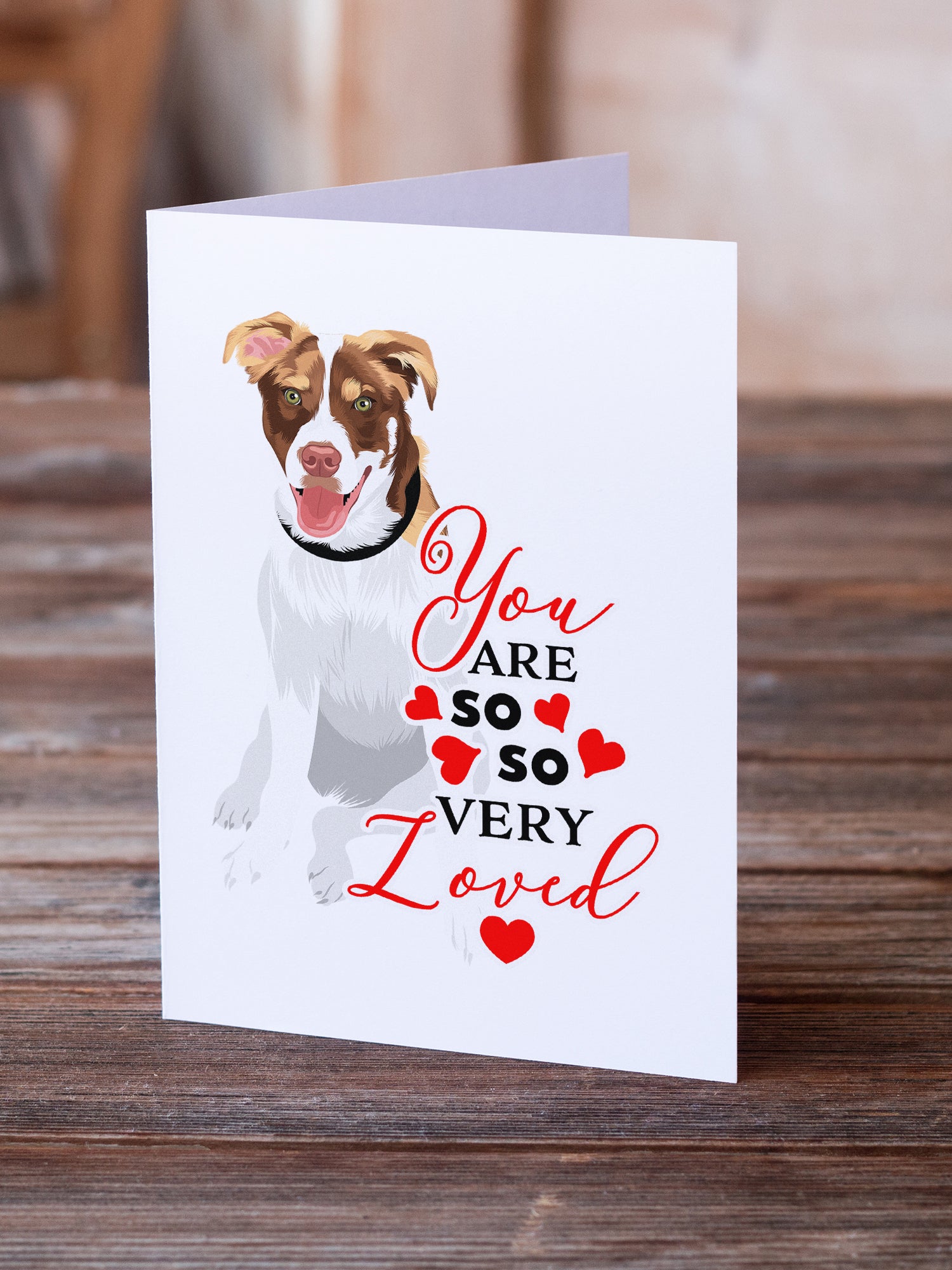 Australian Shepherd Red and White #2 so Loved Greeting Cards and Envelopes Pack of 8 - the-store.com