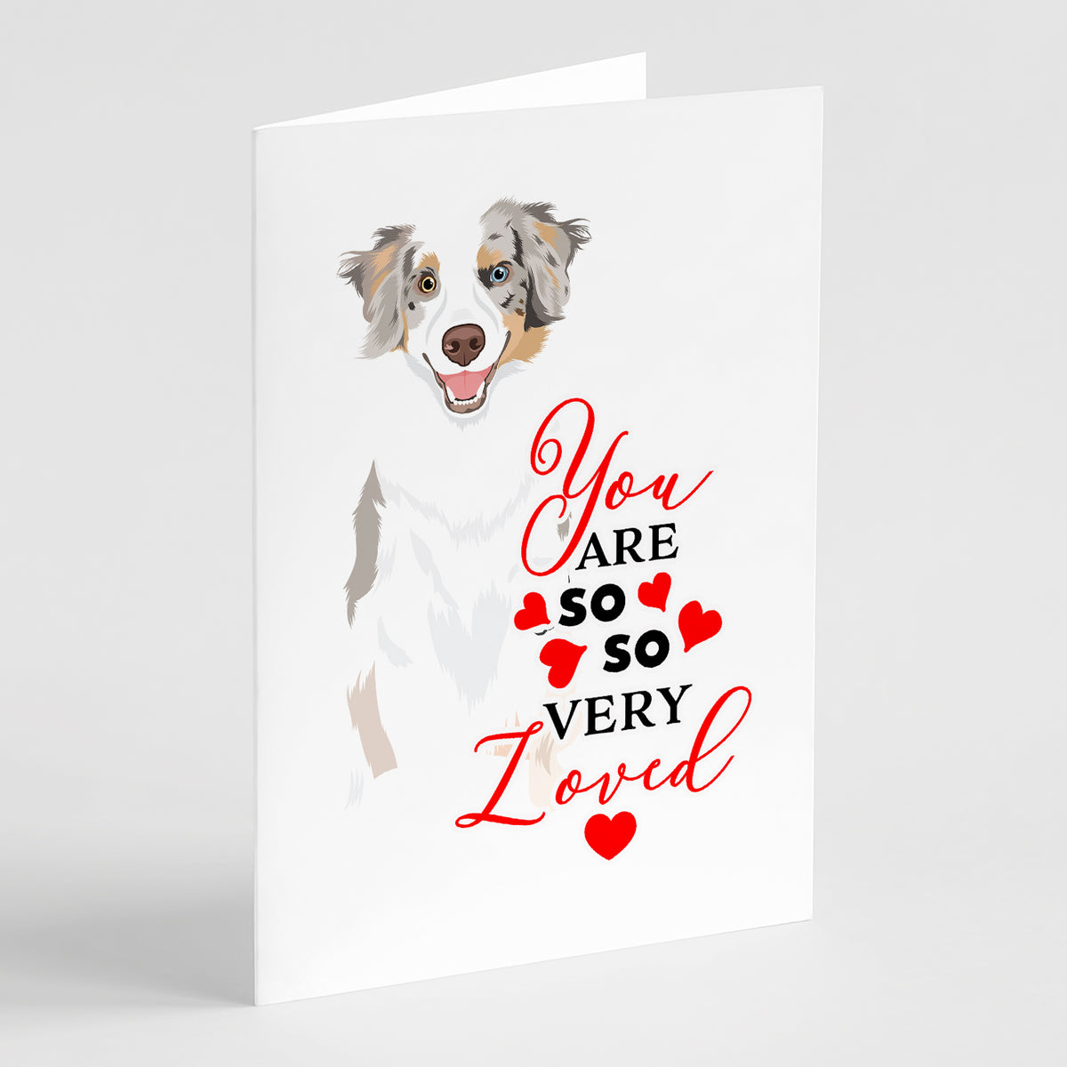 Buy this Australian Shepherd Red Merle Tricolor #1 so Loved Greeting Cards and Envelopes Pack of 8
