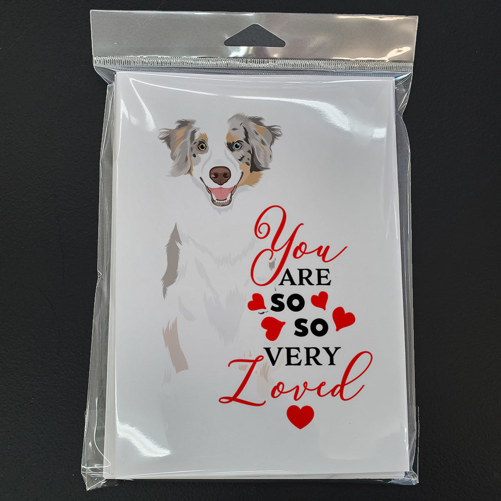 Australian Shepherd Red Merle Tricolor #1 so Loved Greeting Cards and Envelopes Pack of 8 - the-store.com