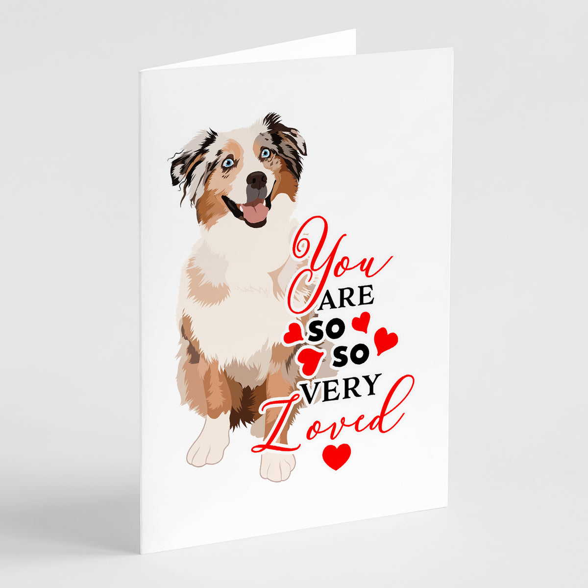 Buy this Australian Shepherd Red Merle Tricolor #2 so Loved Greeting Cards and Envelopes Pack of 8
