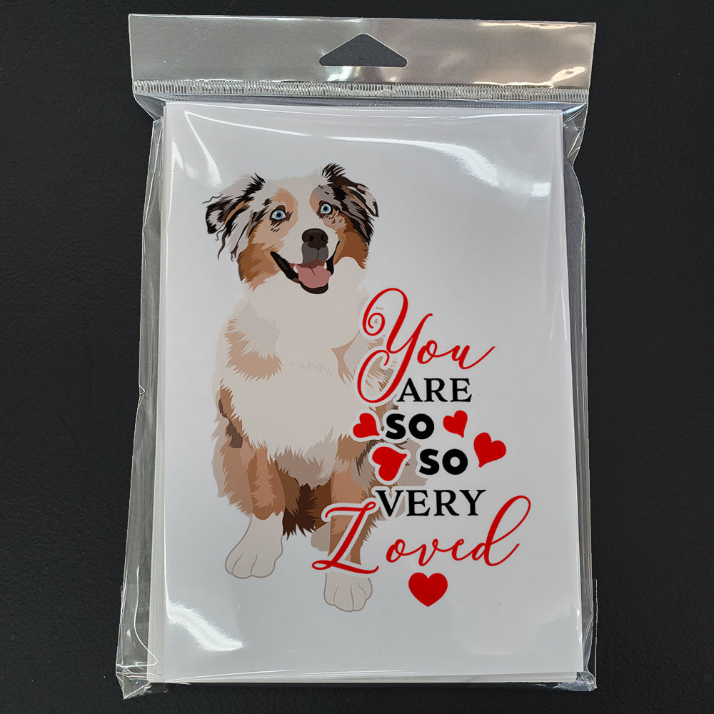 Australian Shepherd Red Merle Tricolor #2 so Loved Greeting Cards and Envelopes Pack of 8 - the-store.com