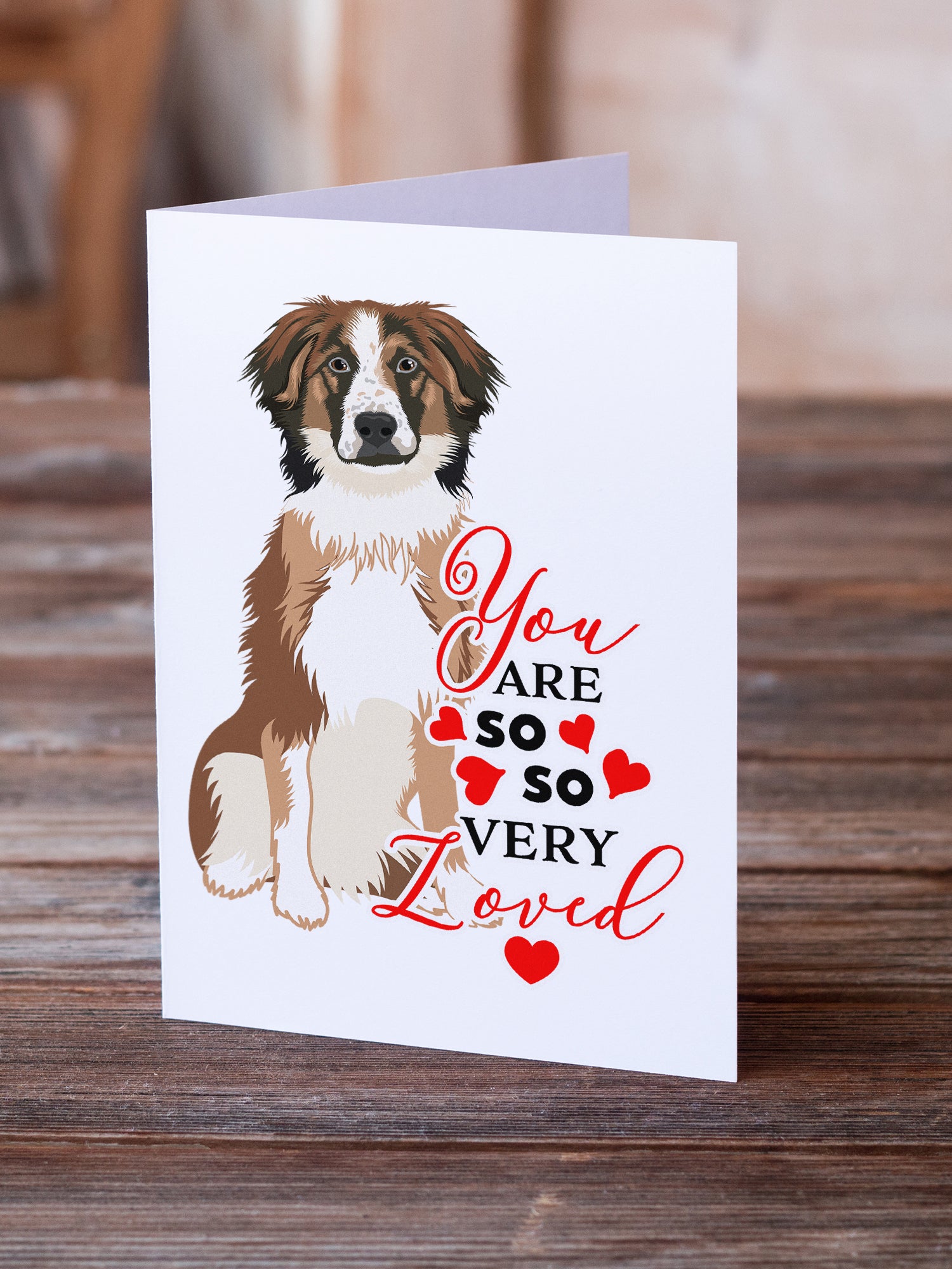 Australian Shepherd Red Tricolor #1 so Loved Greeting Cards and Envelopes Pack of 8 - the-store.com