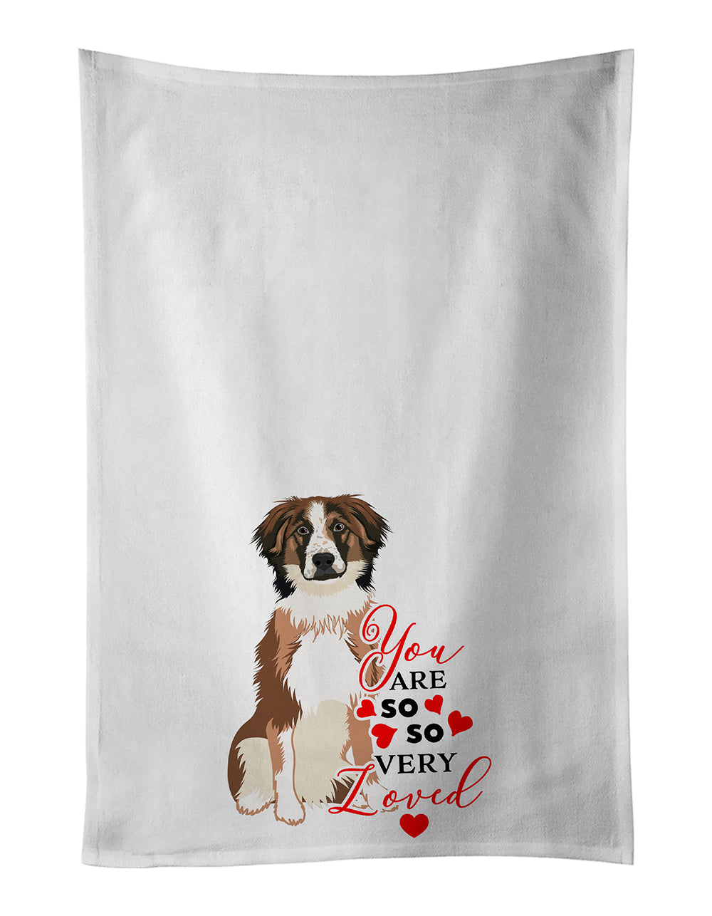 Buy this Australian Shepherd Red Tricolor #1 so Loved White Kitchen Towel Set of 2
