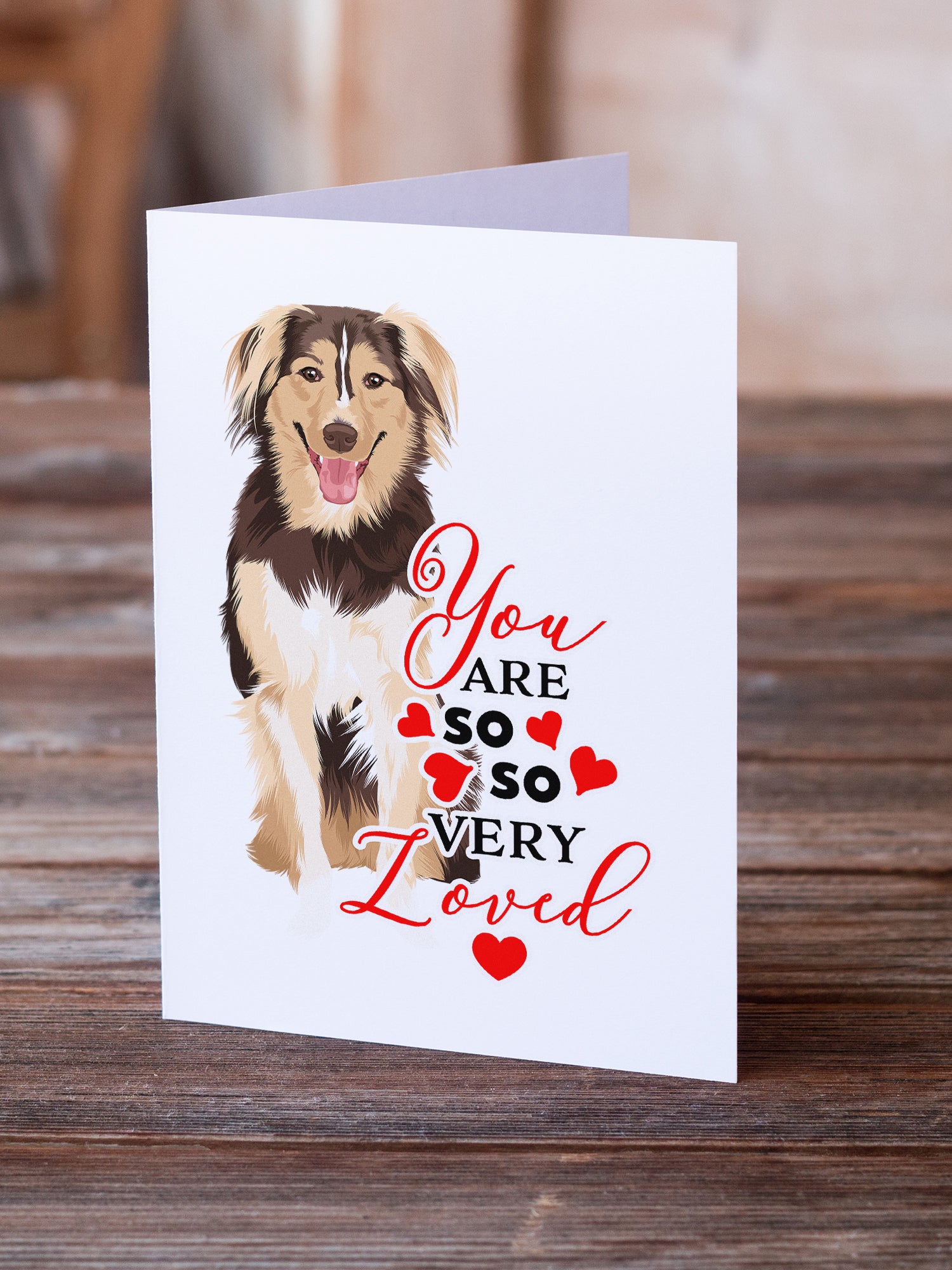 Australian Shepherd Red Tricolor #3 so Loved Greeting Cards and Envelopes Pack of 8 - the-store.com