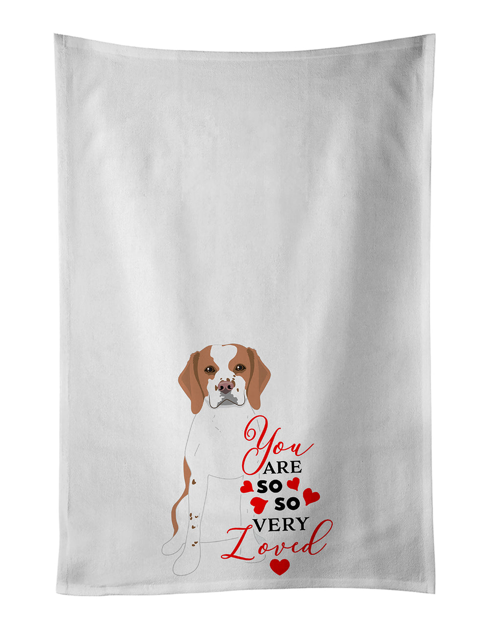 Buy this Beagle Red and White Red Ticked #1 so Loved White Kitchen Towel Set of 2