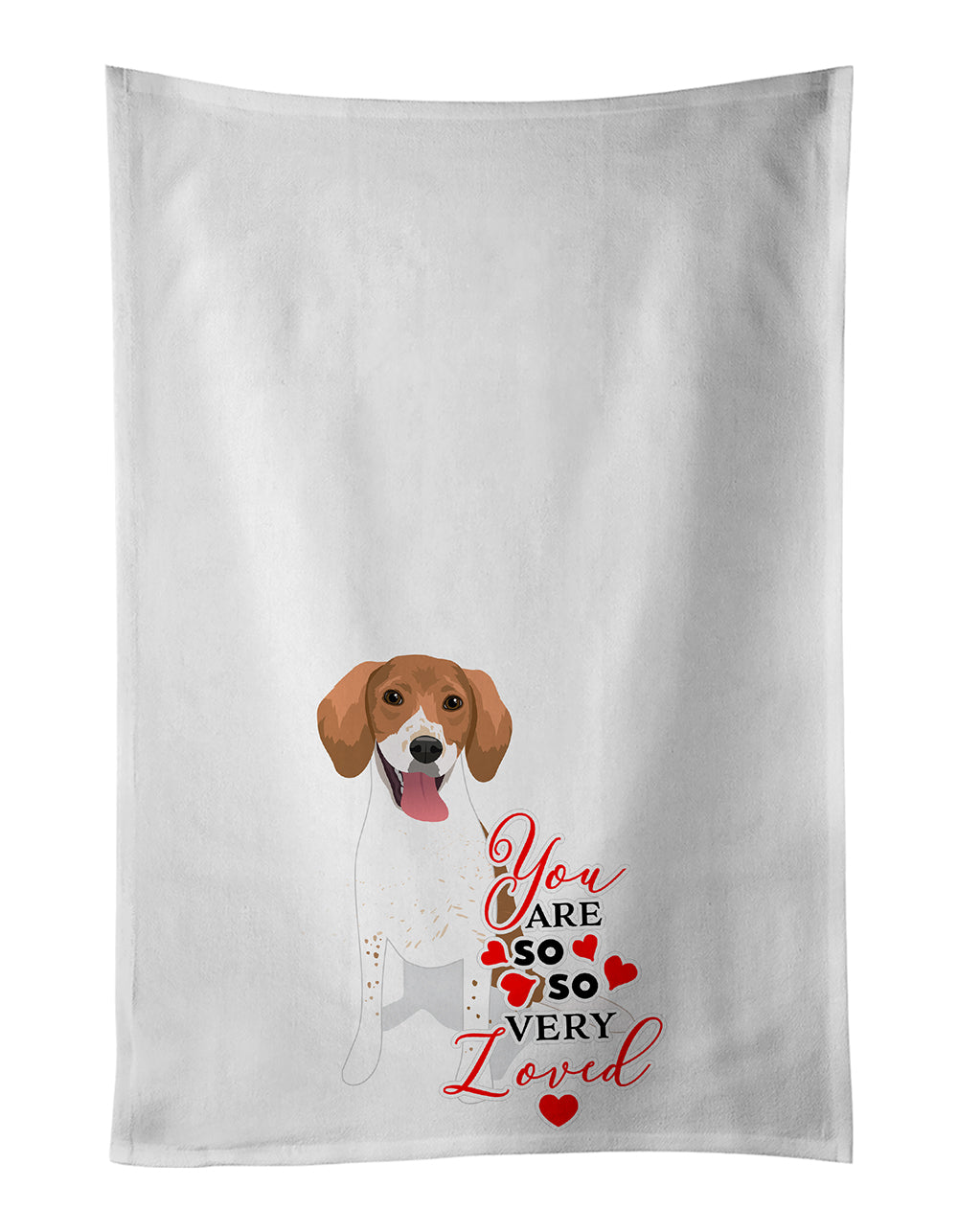 Buy this Beagle Red and White Red Ticked #2 so Loved White Kitchen Towel Set of 2