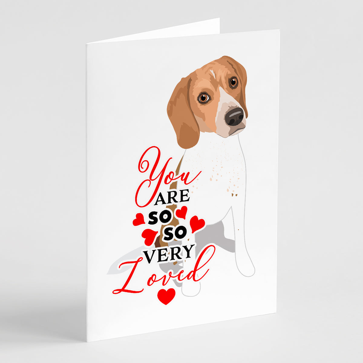 Buy this Beagle Red and White Red Ticked #3 so Loved Greeting Cards and Envelopes Pack of 8