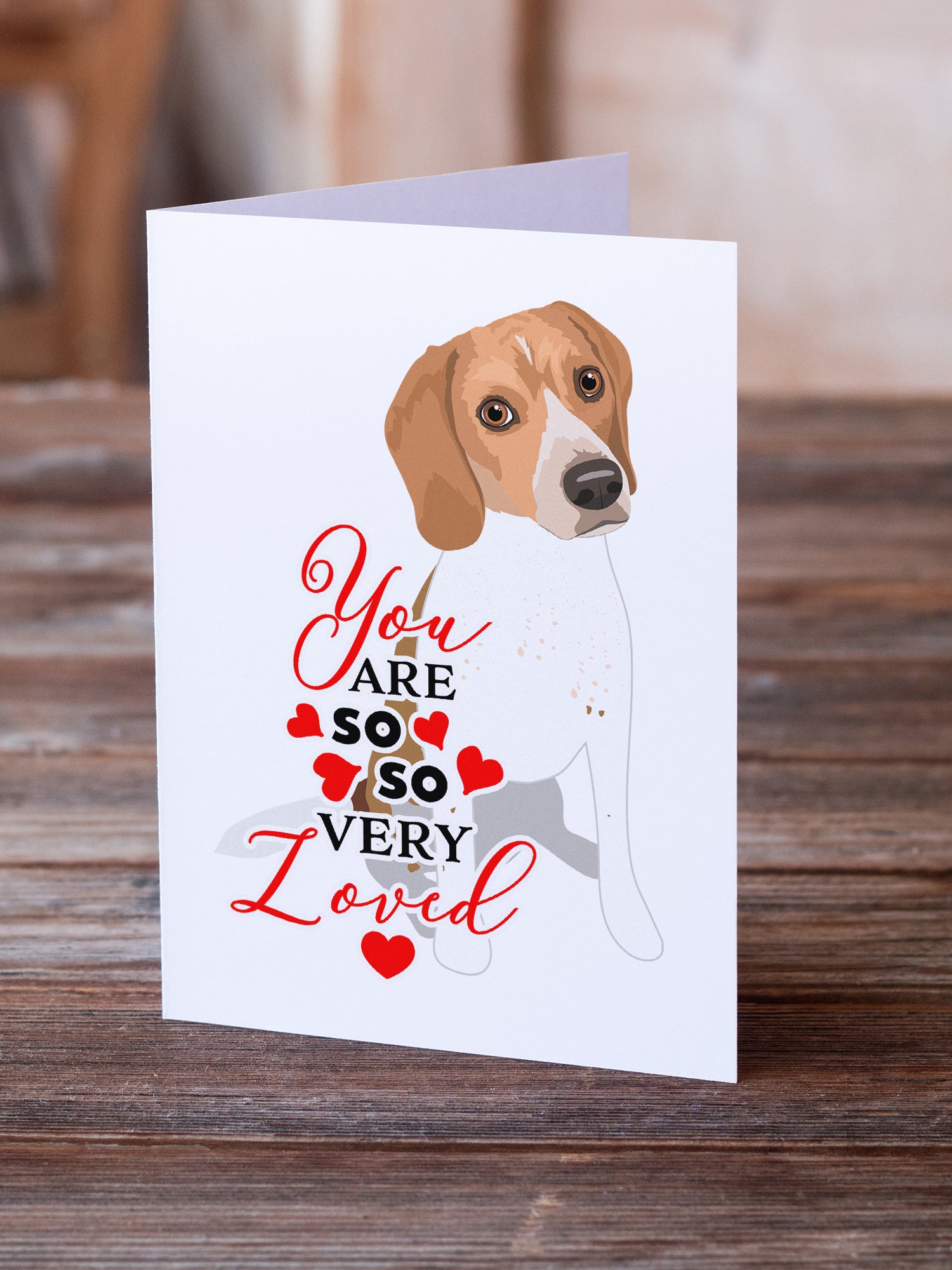 Beagle Red and White Red Ticked #3 so Loved Greeting Cards and Envelopes Pack of 8 - the-store.com