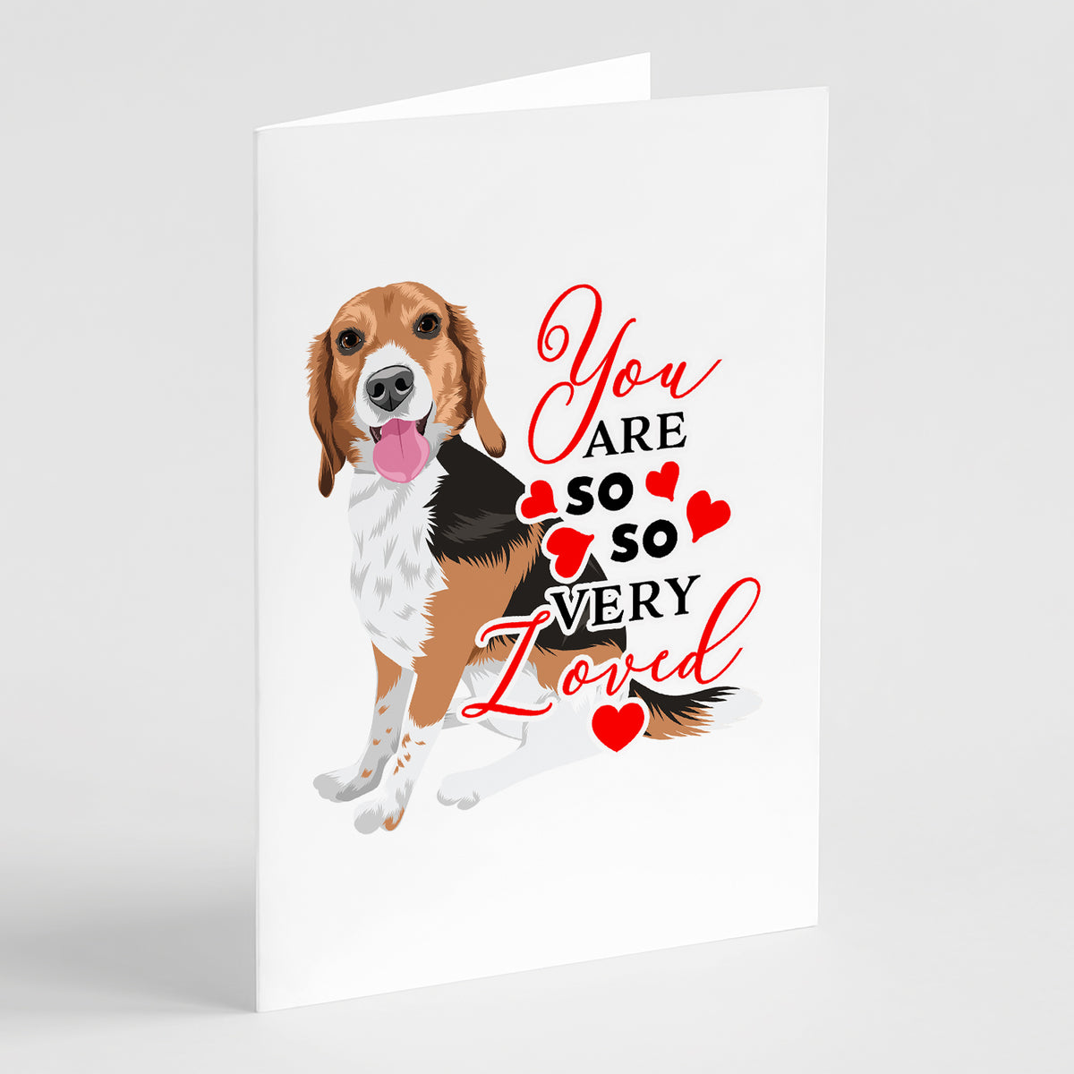 Buy this Beagle Tricolor Red Ticked #1 so Loved Greeting Cards and Envelopes Pack of 8