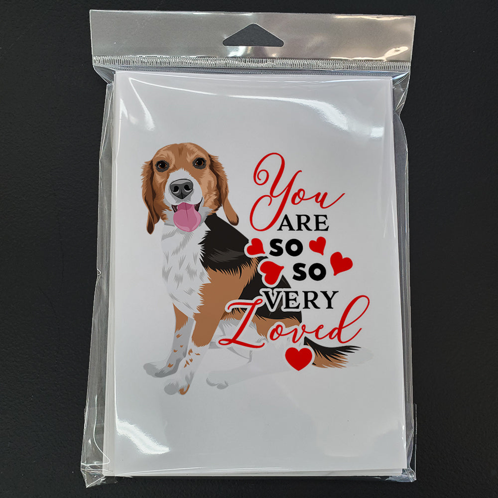 Beagle Tricolor Red Ticked #1 so Loved Greeting Cards and Envelopes Pack of 8 - the-store.com