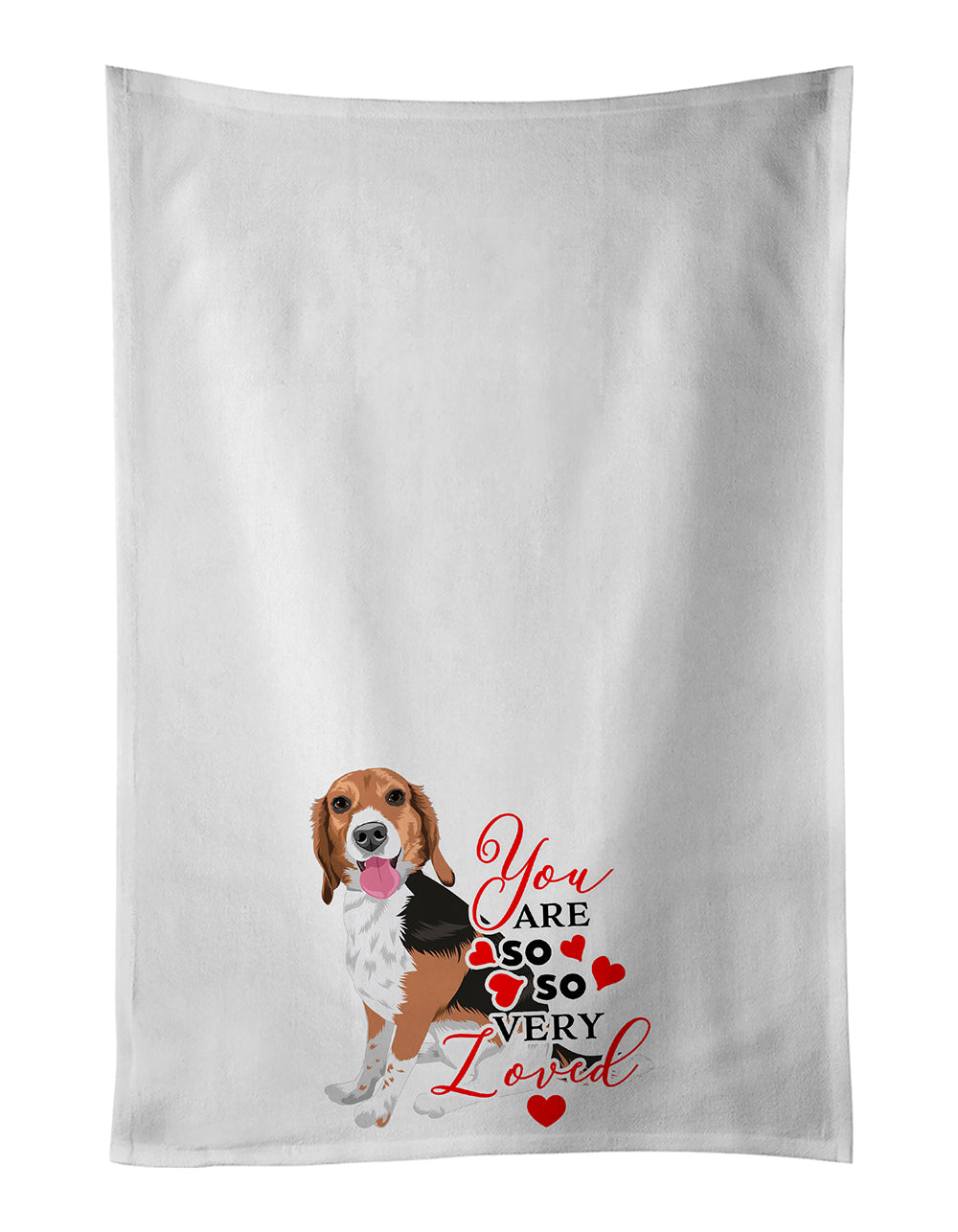 Buy this Beagle Tricolor Red Ticked #1 so Loved White Kitchen Towel Set of 2