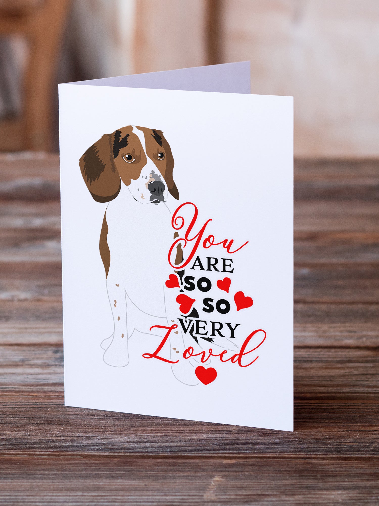 Beagle Tricolor Red Ticked #2 so Loved Greeting Cards and Envelopes Pack of 8 - the-store.com