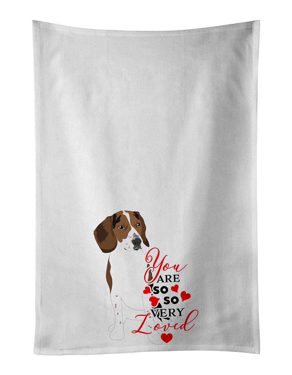 Buy this Beagle Tricolor Red Ticked #2 so Loved White Kitchen Towel Set of 2